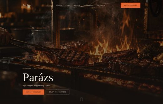 Parázs Étterem — weboldal előnézet