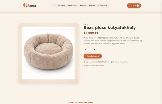 Állati Jó webshop — weboldal előnézet