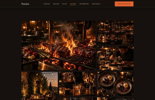 Parázs Étterem — weboldal előnézet