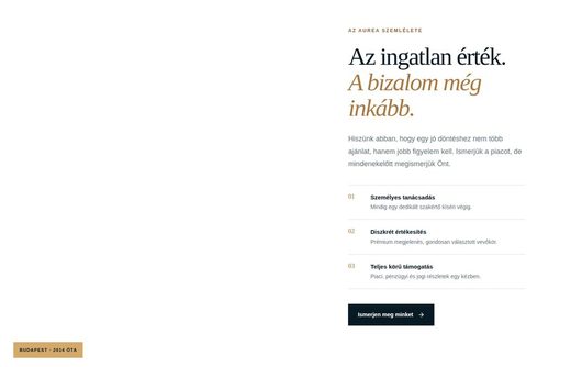 AUREA Ingatlan — weboldal előnézet