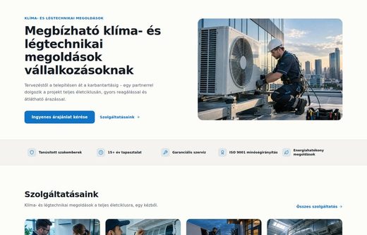 KlímaTech — weboldal előnézet