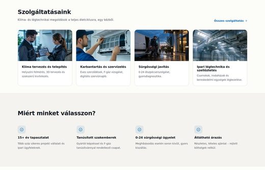 KlímaTech — weboldal előnézet