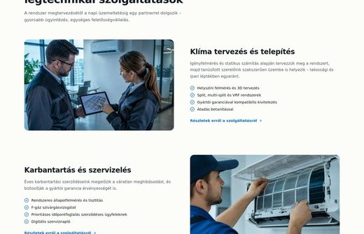 KlímaTech — weboldal előnézet