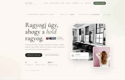 Luna Beauty Studio — weboldal előnézet
